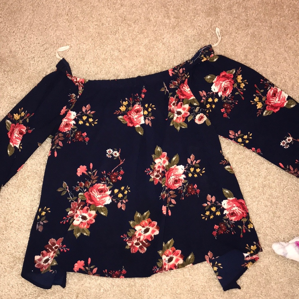 Navy blue off-shoulder blouse